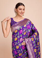 Lavender Colour Saree Looking Hot